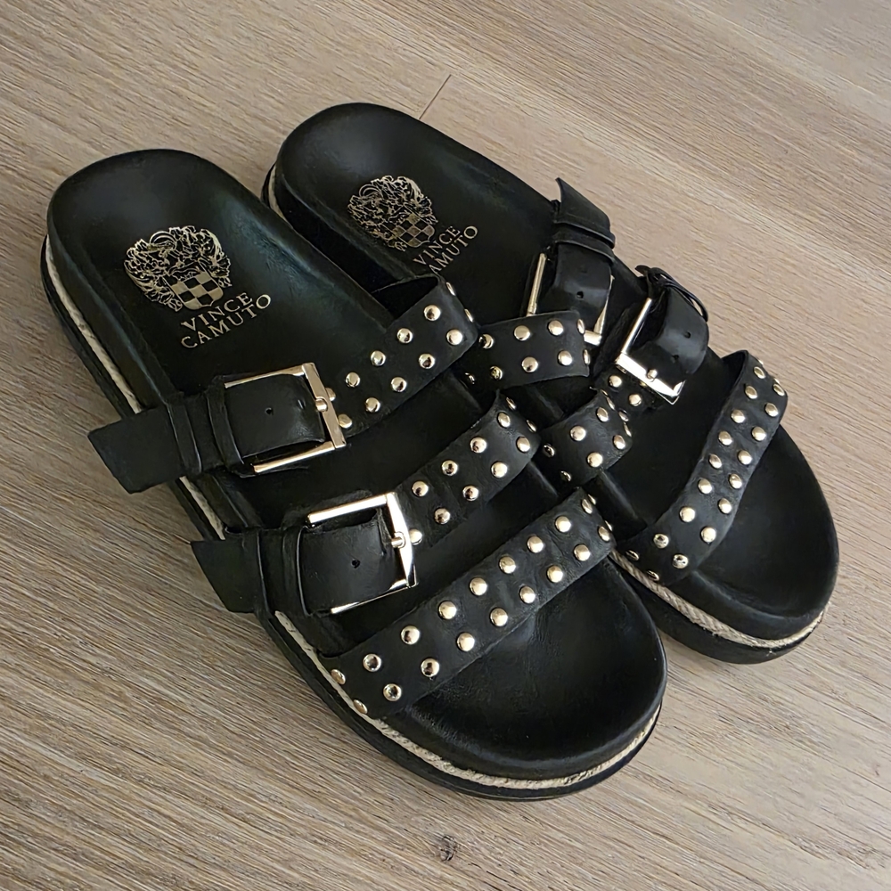 Vince Camuto Black Studded Sandals